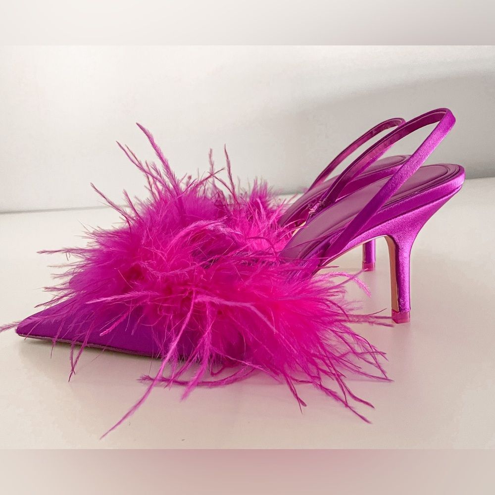 ❤️‍🔥Zara feathered fabric heeled shoes 038/42 - Picture 14 of 16
